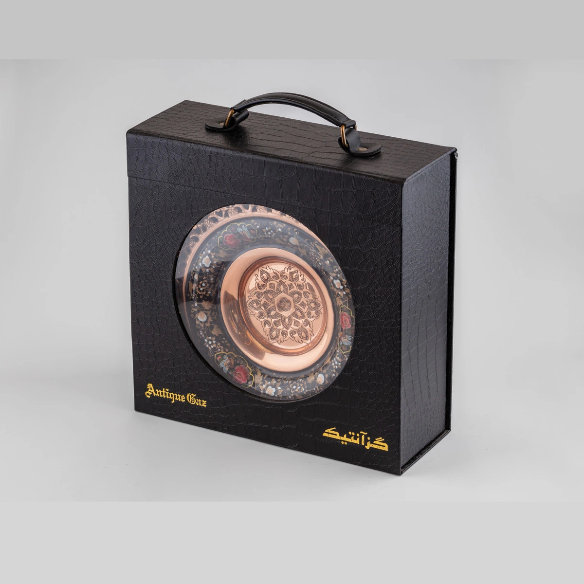 جعبه کادویی هاردباکس سامسونتی و بشقاب تشعیر آنتیک