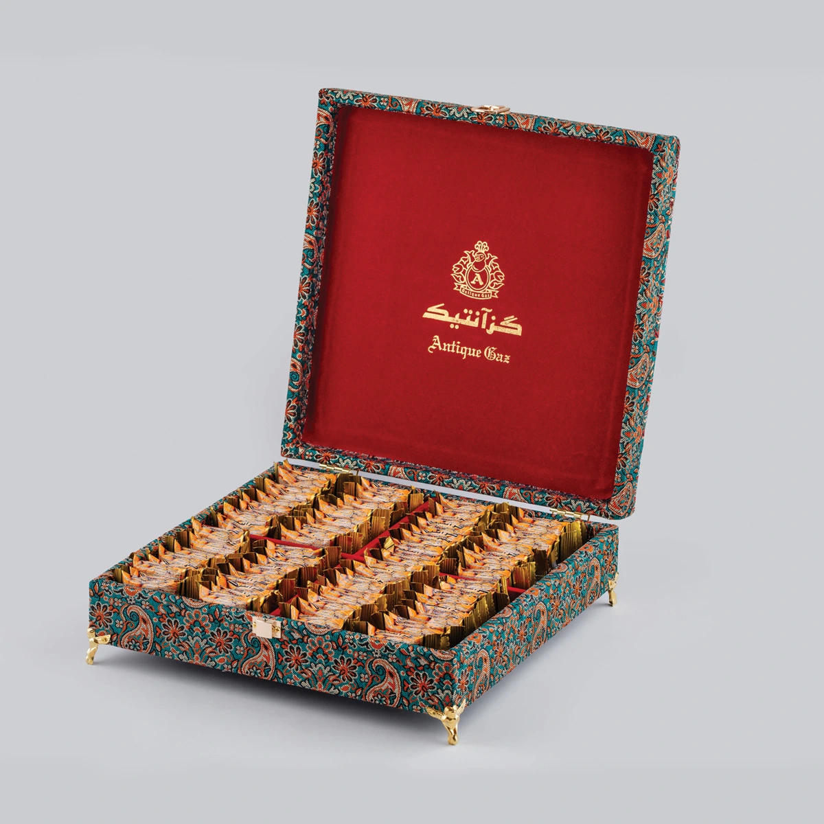 جعبه کادویی ترمه پایه دار آنتیک (سایز بزرگ)