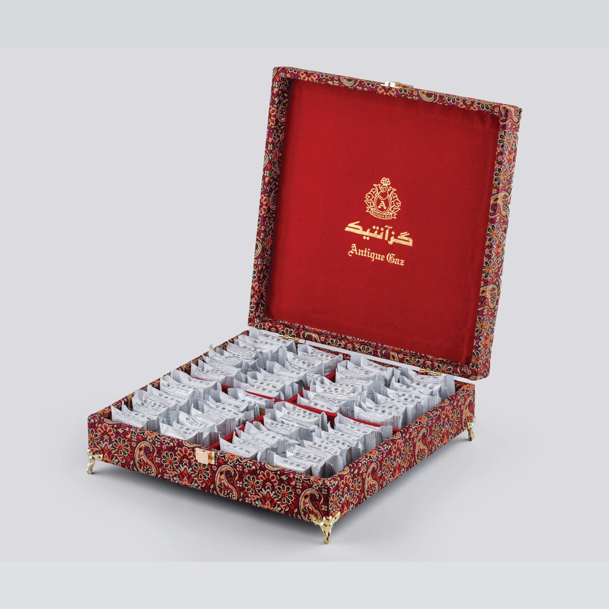 جعبه کادویی ترمه پایه دار آنتیک (سایز بزرگ)