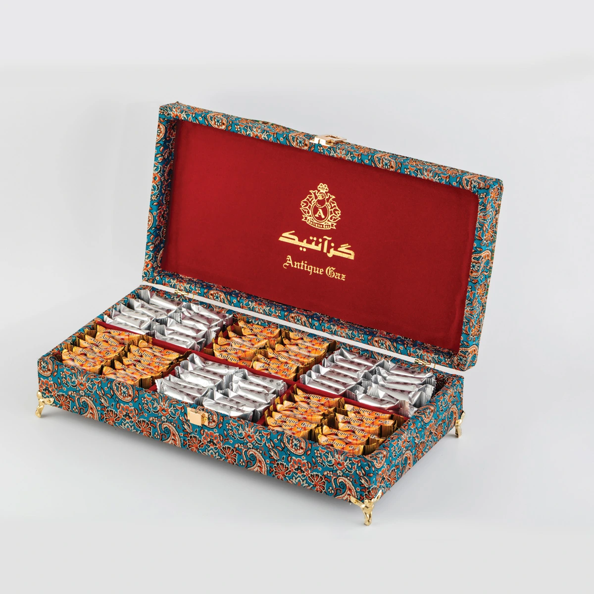 جعبه کادویی ترمه پایه دار مستطیل آنتیک